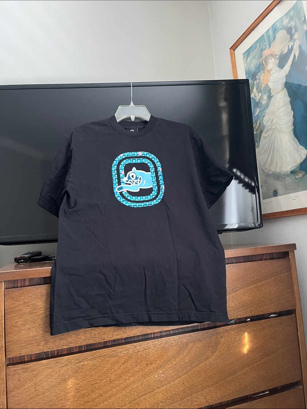 Black Short Sleeve Tee with Blue Graphic